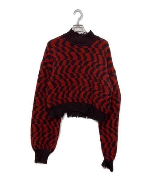 INella（イネラ）INella (イネラ) クラッシュハイネックニット レッド サイズ:Freeの古着・服飾アイテム