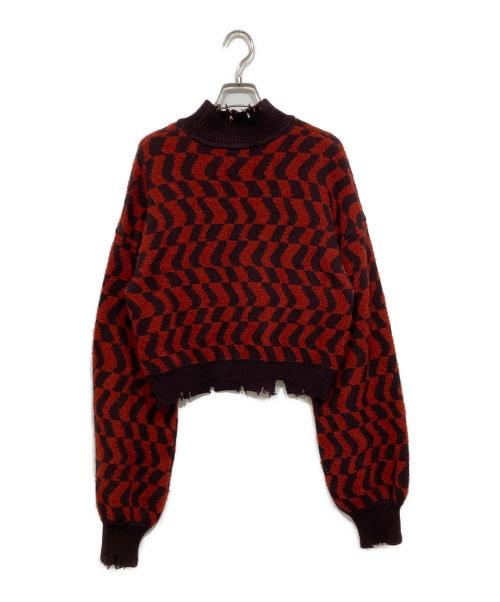 INella（イネラ）INella (イネラ) クラッシュハイネックニット レッド サイズ:Freeの古着・服飾アイテム