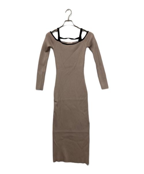 Resexxy（リゼクシー）RESEXXY (リゼクシー) ストリングデザインタイトニットワンピース ベージュ サイズ:Mの古着・服飾アイテム