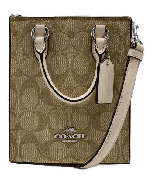 COACH（コーチ）COACH (コーチ) スクエアショルダーバッグ ホワイト×ベージュの古着・服飾アイテム