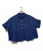 nest Robeネストローブ）の古着「半袖リネンシャツ」｜ネイビー