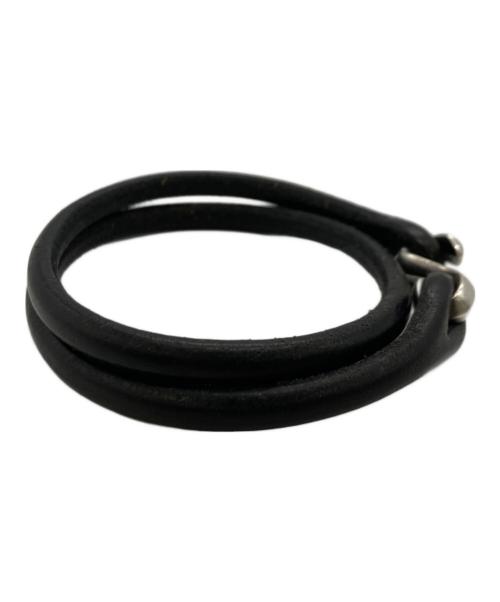 THE FLAT HEAD（ザ・フラットヘッド）THE FLAT HEAD (ザ・フラットヘッド) 二重巻き レザーブレスレット ブラックの古着・服飾アイテム