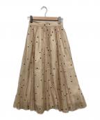 JUSGLITTYジャスグリッティー）の古着「シャイニードットマチフレアスカート」｜ベージュ
