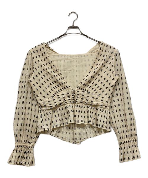 sara mallika（サラマリカ）sara mallika (サラマリカ) コットンカットジャガード ギャザートップス  / Cotton Cut Jqd 2way Gather Top アイボリー サイズ:Fの古着・服飾アイテム