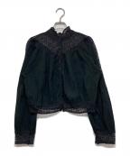 IENAイエナ）の古着「LA BOUCLE レース抑揚ブラウス」｜ブラック