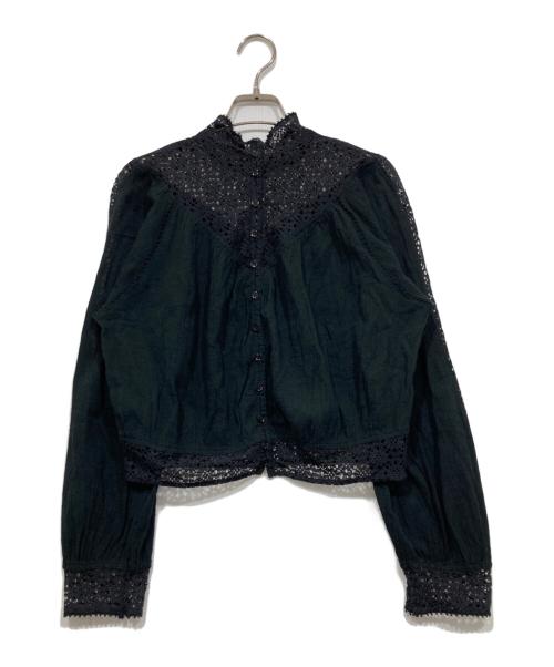 IENA（イエナ）IENA (イエナ) LA BOUCLE レース抑揚ブラウス ブラック サイズ:Fの古着・服飾アイテム