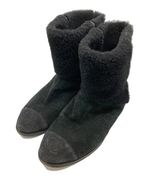 CHANEL（シャネル）CHANEL (シャネル) ボアショートブーツ ブラック サイズ:36の古着・服飾アイテム