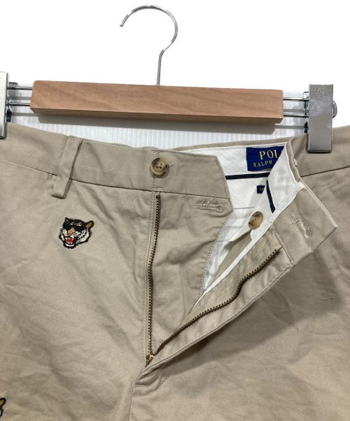 POLO RALPH LAUREN（ポロ・ラルフローレン）POLO RALPH LAUREN (ポロ・ラルフローレン) タイガー刺繍ショートパンツ ベージュ サイズ:76cm (W30)の古着・服飾アイテム