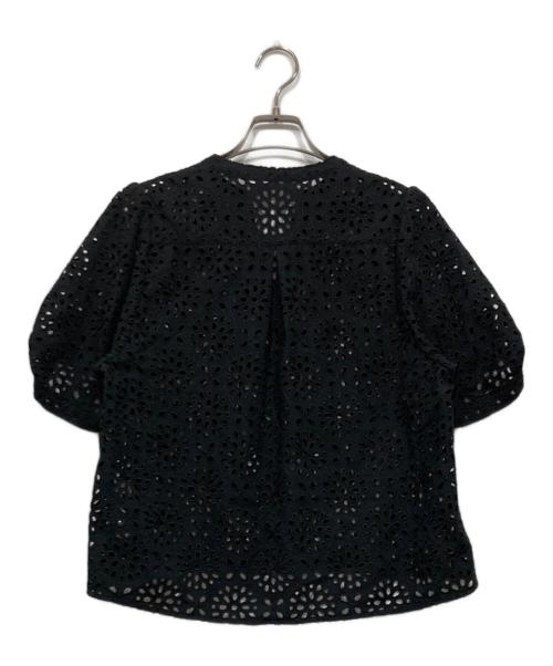 BALLSEY（ボールジィ）BALLSEY (ボールジィ) サークルフラワーエンブロイダリー キーネックブラウス ブラック サイズ:Sの古着・服飾アイテム