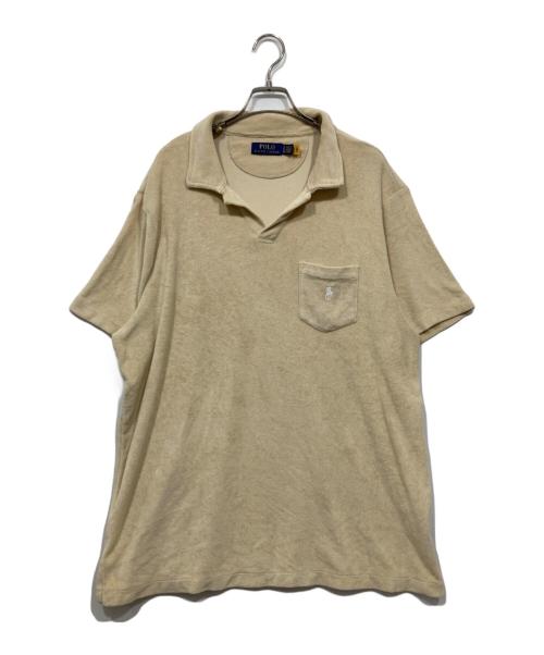 POLO RALPH LAUREN（ポロ・ラルフローレン）POLO RALPH LAUREN (ポロ・ラルフローレン) パイル地キーネック半袖カットソー ベージュ サイズ:LLの古着・服飾アイテム