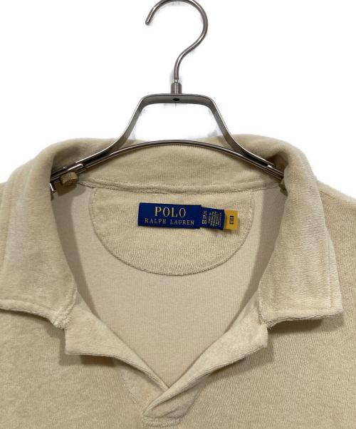POLO RALPH LAUREN（ポロ・ラルフローレン）POLO RALPH LAUREN (ポロ・ラルフローレン) パイル地キーネック半袖カットソー ベージュ サイズ:LLの古着・服飾アイテム