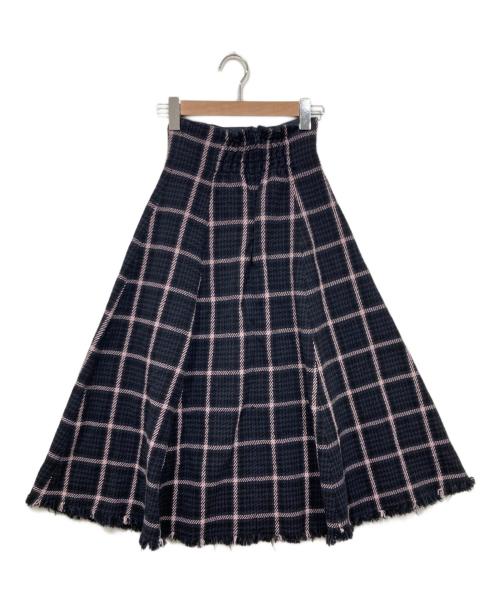 Snidel（スナイデル）Snidel (スナイデル) チェックスリットデザインロングスカート ネイビーの古着・服飾アイテム