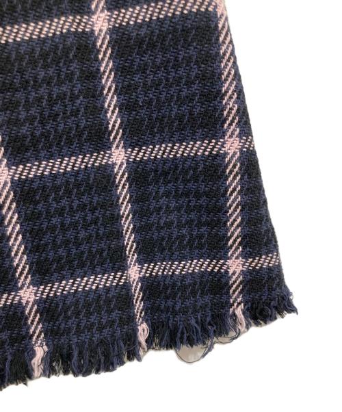 Snidel（スナイデル）Snidel (スナイデル) チェックスリットデザインロングスカート ネイビーの古着・服飾アイテム
