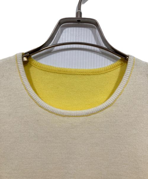 Gypsohila（ジプソフィア）Gypsohila (ジプソフィア) クルーネックニット ホワイト×イエロー サイズ:Freeの古着・服飾アイテム