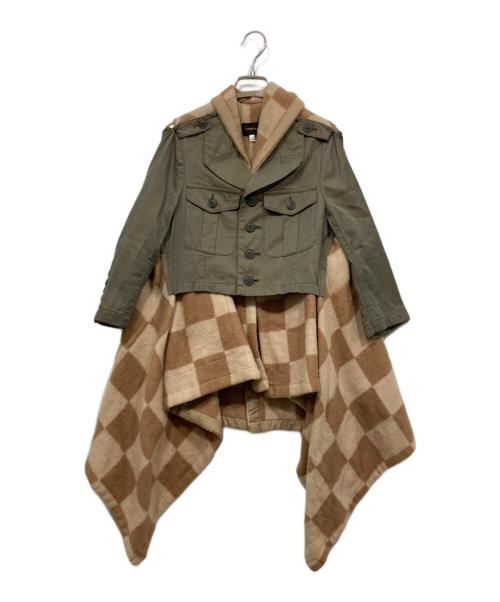 COMME des GARCONS（コムデギャルソン）COMME des GARCONS (コムデギャルソン) ドッキングチェック コート カーキ×ブラウン サイズ:XSの古着・服飾アイテム