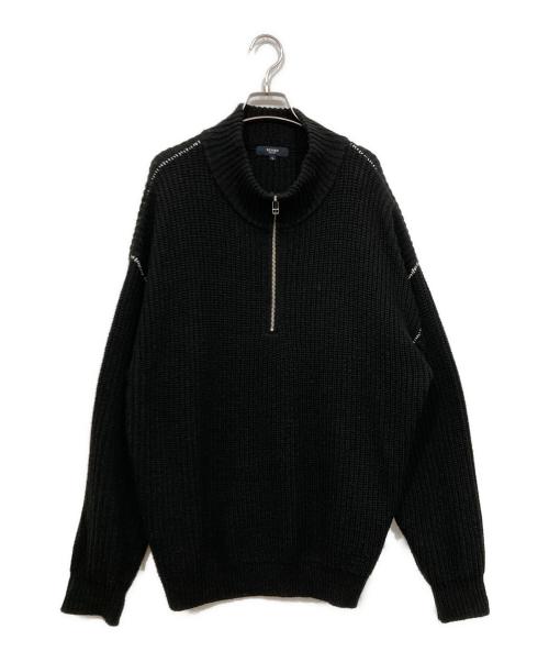 BEAMS HEART（ビームスハート）BEAMS HEART (ビームスハート) 片畔 ハーフジップ ニット ブラック サイズ:Lの古着・服飾アイテム