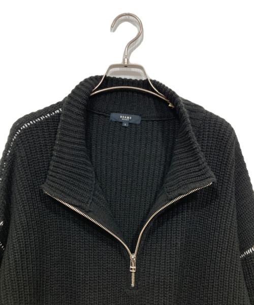 BEAMS HEART（ビームスハート）BEAMS HEART (ビームスハート) 片畔 ハーフジップ ニット ブラック サイズ:Lの古着・服飾アイテム