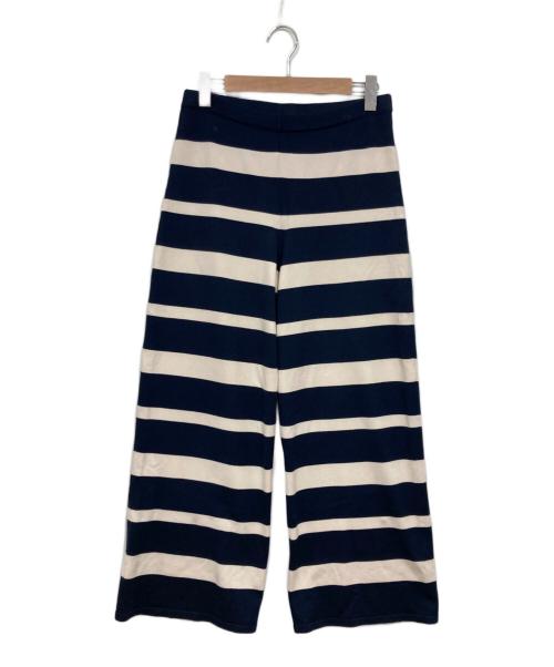 MaxMara（マックスマーラ）MaxMara (マックスマーラ) ボーダースウェットパンツ ネイビー×ベージュ サイズ:Lの古着・服飾アイテム