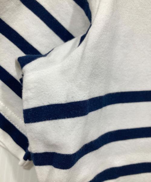 PEARLY GATES（パーリーゲイツ）PEARLY GATES (パーリーゲイツ) ボーダーカットソー / ハイネックインナーカットソー ホワイト×ネイビー サイズ:4の古着・服飾アイテム