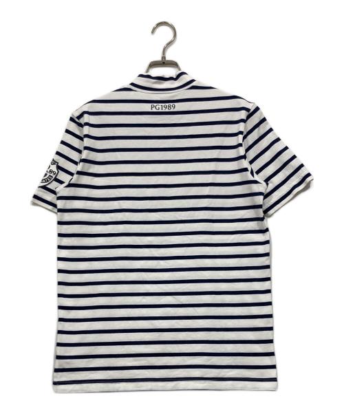 PEARLY GATES（パーリーゲイツ）PEARLY GATES (パーリーゲイツ) ボーダーカットソー / ハイネックインナーカットソー ホワイト×ネイビー サイズ:4の古着・服飾アイテム