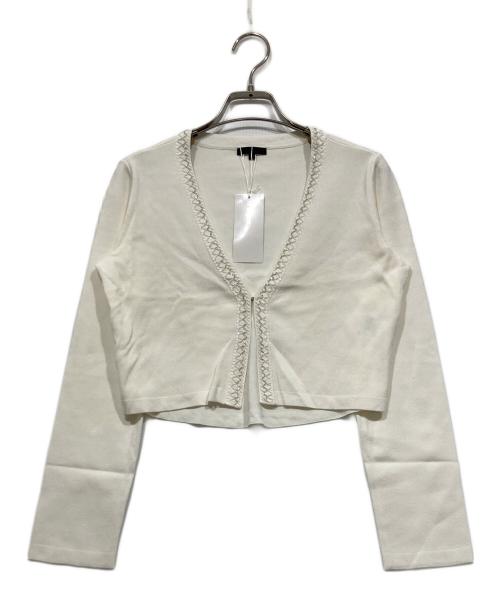 TO BE CHIC（トゥービーシック）TO BE CHIC (トゥービーシック) ビジュー付ショートカーディガン ホワイト サイズ:40の古着・服飾アイテム