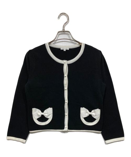 TO BE CHIC（トゥービーシック）TO BE CHIC (トゥービーシック) リボンポケットカーディガン ブラック サイズ:2の古着・服飾アイテム