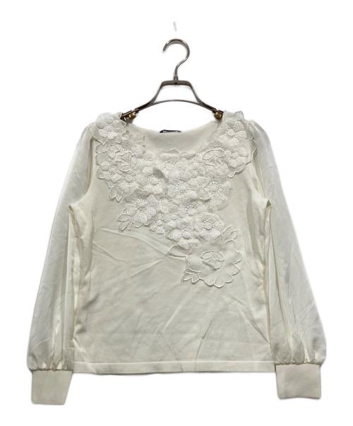 COTOO（コトゥー）COTOO (コトゥー) フラワーモチーフニット ホワイト サイズ:38の古着・服飾アイテム