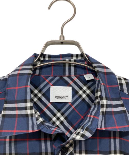 BURBERRY LONDON（バーバリーロンドン）BURBERRY LONDON (バーバリーロンドン) ロゴ刺繍半袖シャツ ブルー サイズ:Mの古着・服飾アイテム