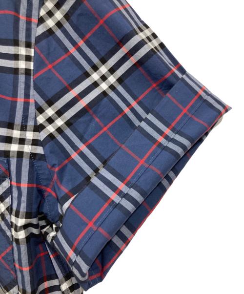 BURBERRY LONDON（バーバリーロンドン）BURBERRY LONDON (バーバリーロンドン) ロゴ刺繍半袖シャツ ブルー サイズ:Mの古着・服飾アイテム