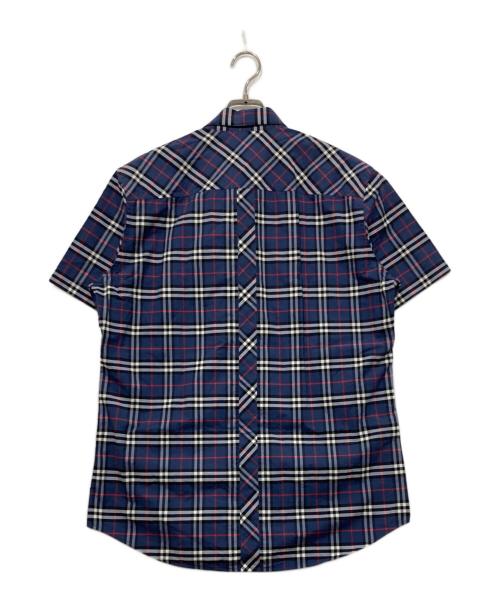 BURBERRY LONDON（バーバリーロンドン）BURBERRY LONDON (バーバリーロンドン) ロゴ刺繍半袖シャツ ブルー サイズ:Mの古着・服飾アイテム