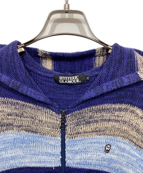Hysteric Glamour（ヒステリックグラマー）Hysteric Glamour (ヒステリックグラマー) ネイティブボーダー ジップ パーカー ブルー サイズ:Sの古着・服飾アイテム