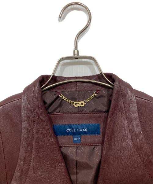 COLE HAAN（コールハーン）COLE HAAN (コールハーン) レザージャケット / アシンメトリーカラージャケット ボルドー サイズ:XSの古着・服飾アイテム