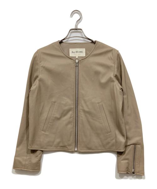 RAY BEAMS（レイ ビームス）RAY BEAMS (レイ ビームス) ノーカラーラムレザージャケット ライトピンク サイズ:1の古着・服飾アイテム