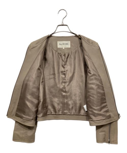RAY BEAMS（レイ ビームス）RAY BEAMS (レイ ビームス) ノーカラーラムレザージャケット ライトピンク サイズ:1の古着・服飾アイテム