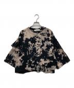 mag.by cマグバイシー）の古着「ブリーチフリルカットソー」｜ベージュ×ブラック