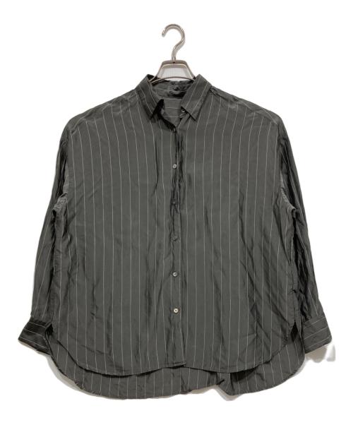 FRAMeWORK（フレームワーク）FRAMeWORK (フレームワーク) キュプラストライプオーバーシャツ グレー サイズ:FREEの古着・服飾アイテム