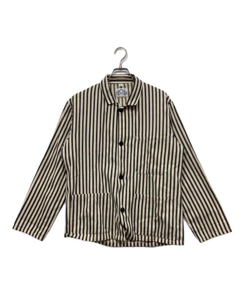 Regency Works（リージェンシーワークス）Regency Works (リージェンシーワークス) ティッキング ストライプ エンジニア ジャケット ベージュ×ブラック サイズ:Mの古着・服飾アイテム