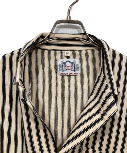 Regency Works（リージェンシーワークス）Regency Works (リージェンシーワークス) ティッキング ストライプ エンジニア ジャケット ベージュ×ブラック サイズ:Mの古着・服飾アイテム
