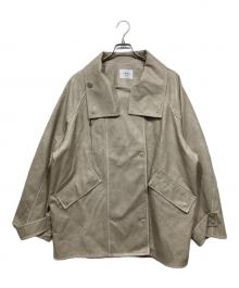 Ameri（アメリ）の古着「ユーズドライクフェイクレザージャケット / USED LIKE SYNTHETIC LEATHER JACKET」｜ベージュ