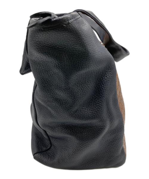 KITAMURA（キタムラ）KITAMURA (キタムラ) レザートートバッグ ブラウン×ネイビーの古着・服飾アイテム