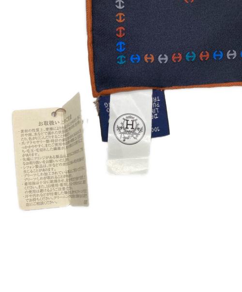 HERMES（エルメス）HERMES (エルメス) プチカレ 40 シルクスカーフ ネイビーの古着・服飾アイテム