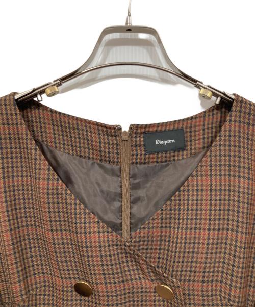 Diagram（ダイアグラム）Diagram (ダイアグラム) ダブルボタンベルトワンピース ブラウン サイズ:36の古着・服飾アイテム