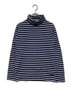 ORCIVALオーシバル）の古着「ボーダータートルネックカットソー」｜ホワイト×ネイビー