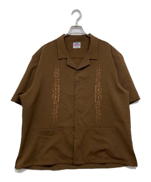 KUSTOM STYLE（カスタムスタイル）KUSTOM STYLE (カスタムスタイル) オープンカラーシャツ / carlsbad open colar short sleeve shirts ブラウン サイズ:Mの古着・服飾アイテム