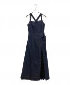 Lily Brownリリーブラウン）の古着「異素材ドッキングワンピース」｜インディゴ