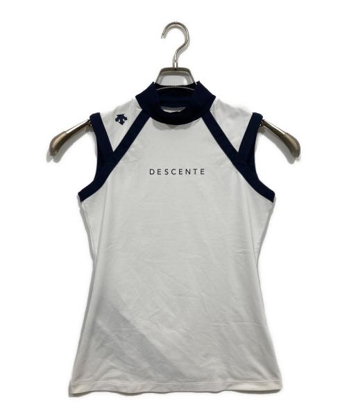 DESCENTE（デサント）DESCENTE (デサント) 鹿の子モックネックスリーブレスシャツ ホワイト サイズ:Lの古着・服飾アイテム
