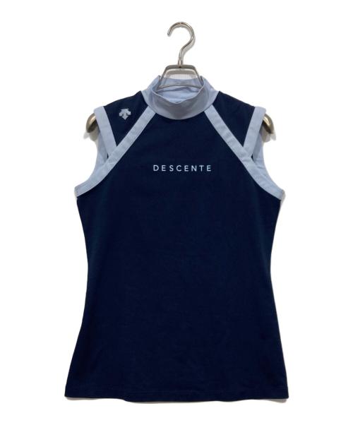 DESCENTE（デサント）DESCENTE (デサント) 鹿の子モックネックスリーブレスシャツ / ソロテックス CoolistD－Tec ネイビー サイズ:Lの古着・服飾アイテム