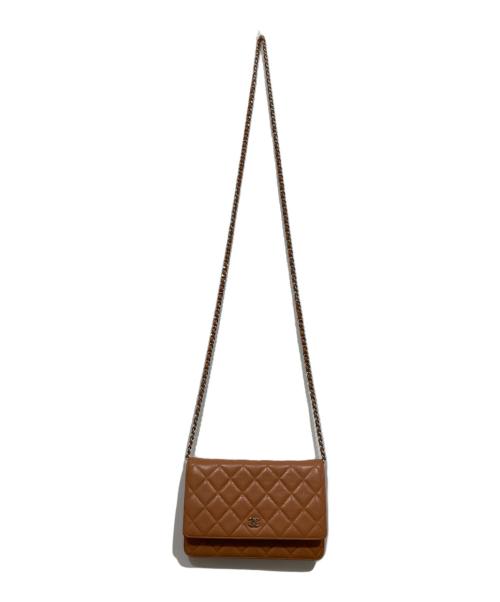 CHANEL（シャネル）CHANEL (シャネル) ウォレットチェーンショルダーバッグ マトラッセ ブラウンの古着・服飾アイテム