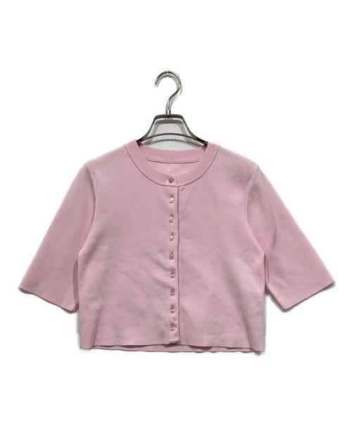 Adam et Rope（アダム エ ロペ）Adam et Rope (アダム エ ロペ) クールタッチニットカーディガン ピンク サイズ:Fの古着・服飾アイテム