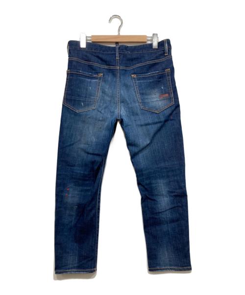 DSQUARED2（ディースクエアード）DSQUARED2 (ディースクエアード) ペイント加工 ストレッチ ボタンフライ デニム パンツ ブルー サイズ:48の古着・服飾アイテム